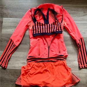 Lululemon BUNDLE! lululemon athletica Navy and Coral Striped Athletic Crop Top